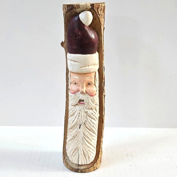 Santa Hand Carved Wood Sculpture Christmas Figurine Statue Rustic Folk Art 10" - Picture 1 of 8
